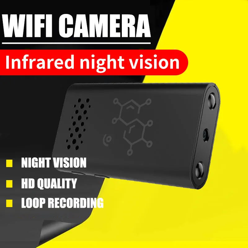Black smart security camera with WiFi connectivity for indoor baby monitoring and home security