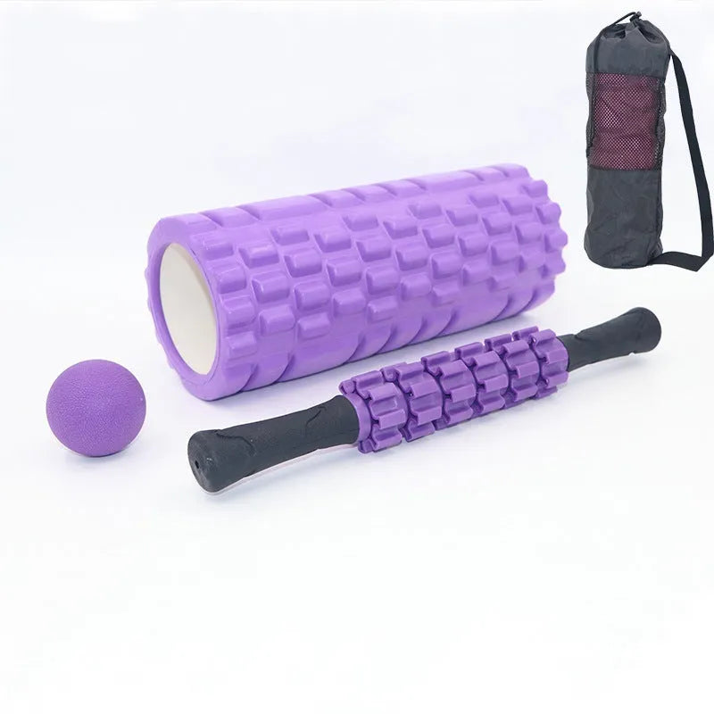 33cm black fitness foam roller massage stick with gear bar design on white background