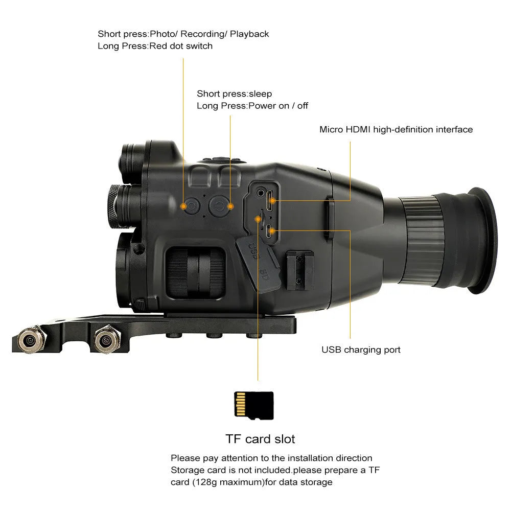 CY789 HD Photography Night Vision Instrument Sets Of Aiming compact scope 106x97x47mm on dark background