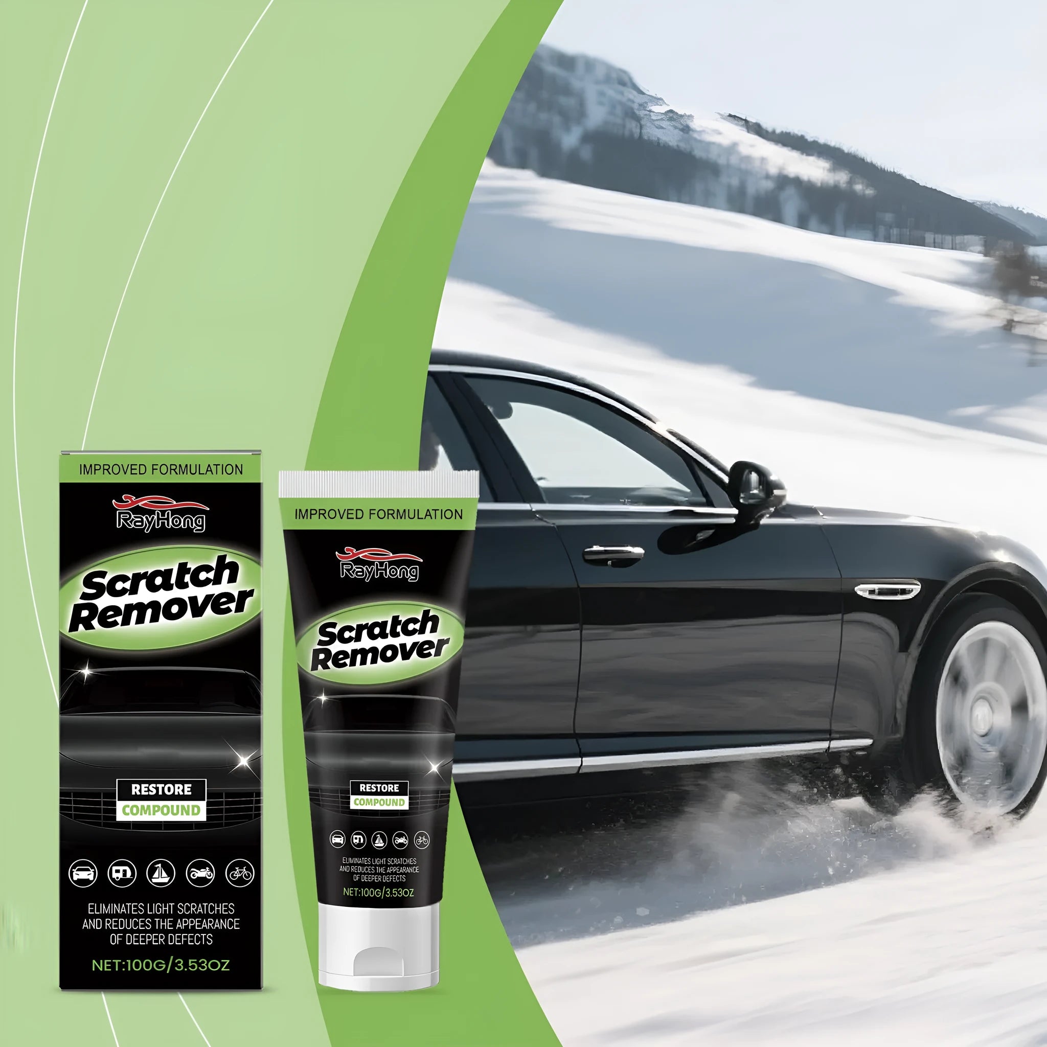 100g tube of nano coating car scratch recovery cream with applicator sponge for automotive paint care