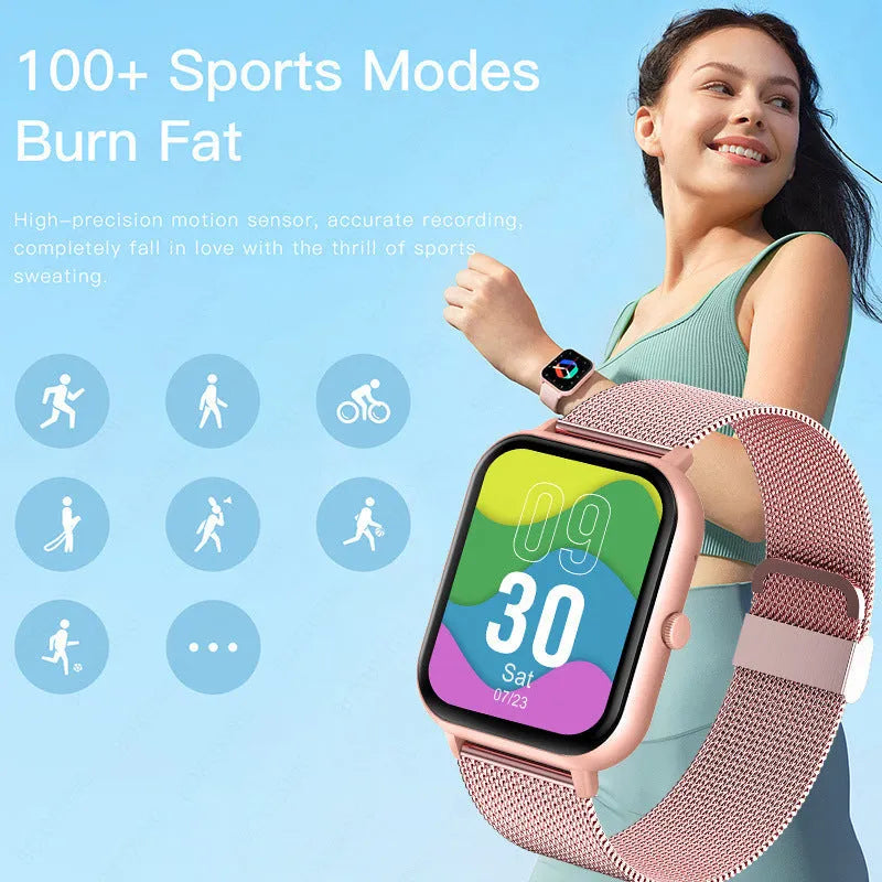 ZL54C smart watch with AMOLED touch screen showing heart rate and blood oxygen readings