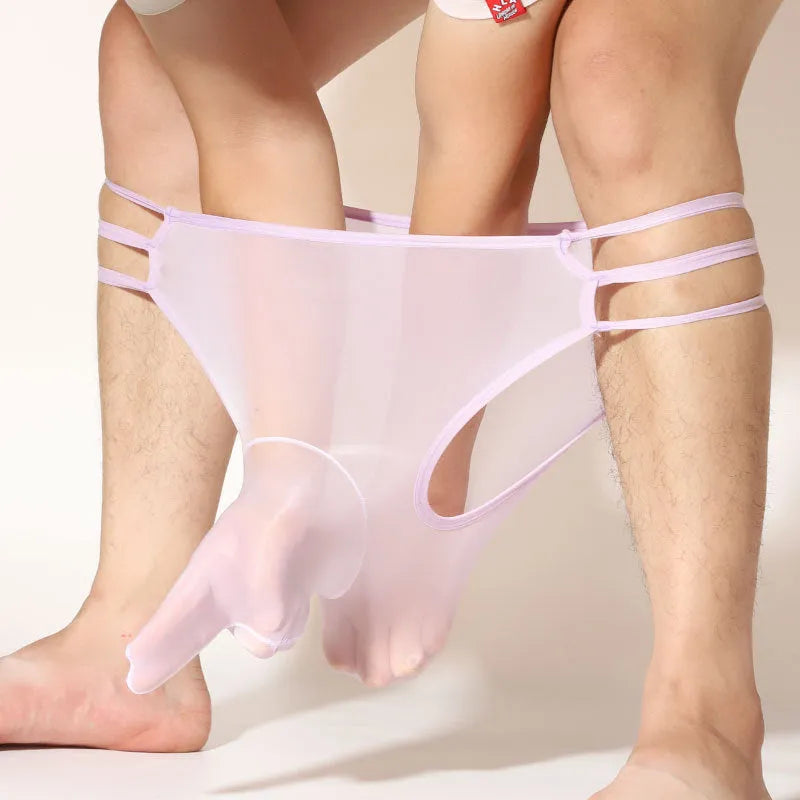 Men's transparent nylon elephant nose shorts in multiple colours with mid waist design