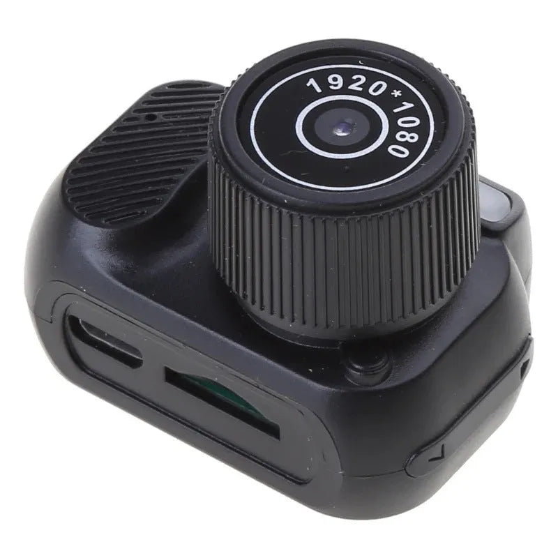 Retro mini camera in black with display screen, 1080p HD portable camcorder for home and outdoor recording