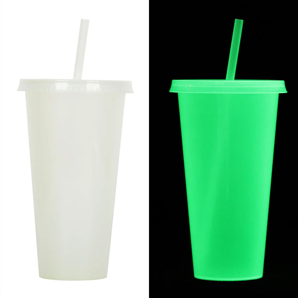 A 720ml plastic Halloween sippy cup with a luminous straw, shown in one of six available colours.