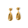 Gold geometric water drop earrings with hemispherical stainless steel construction