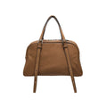Women's retro genuine leather shoulder bag in horizontal square design with double straps