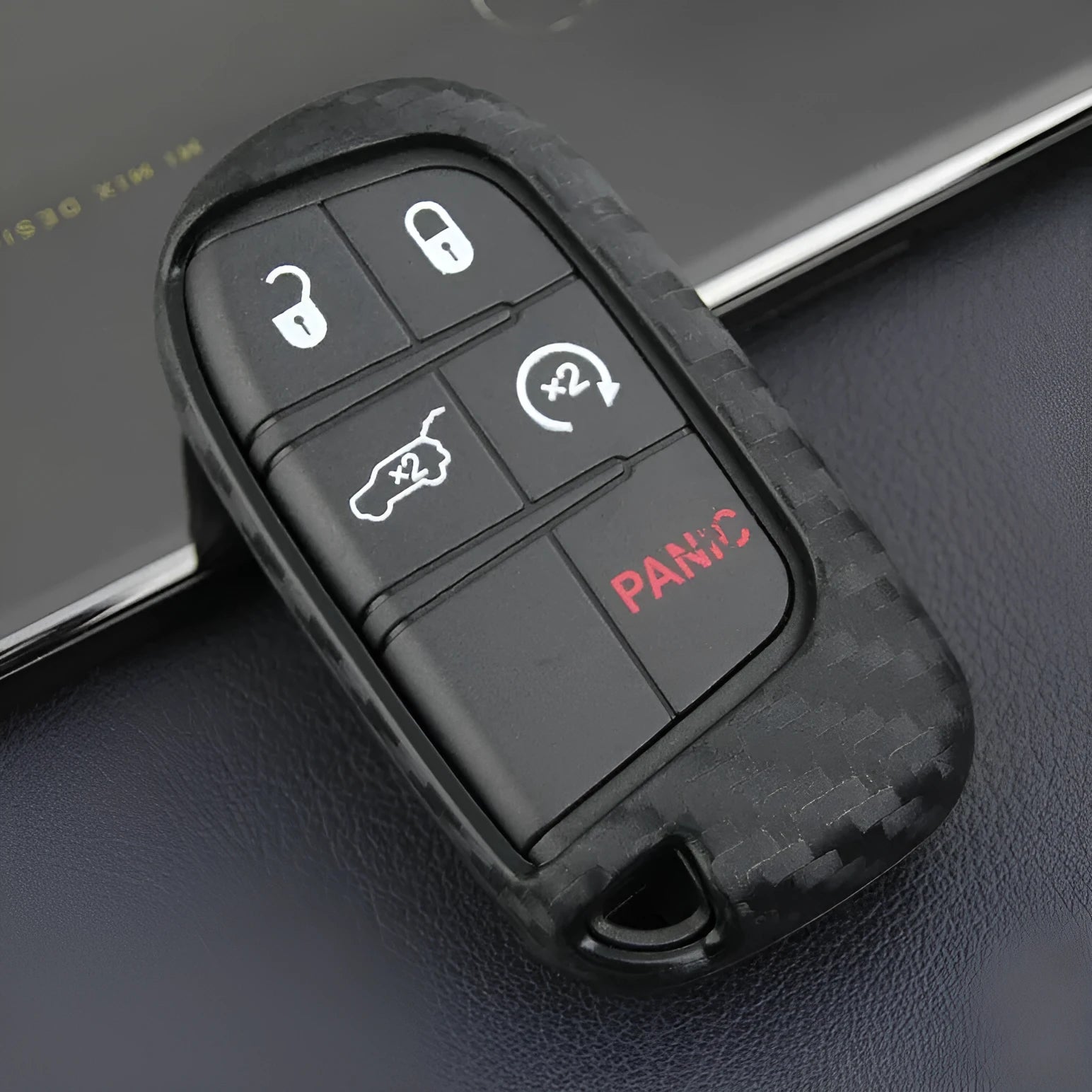 Carbon fibre pattern silicone key case for Dodge Chrysler Fiat remote key fob protection