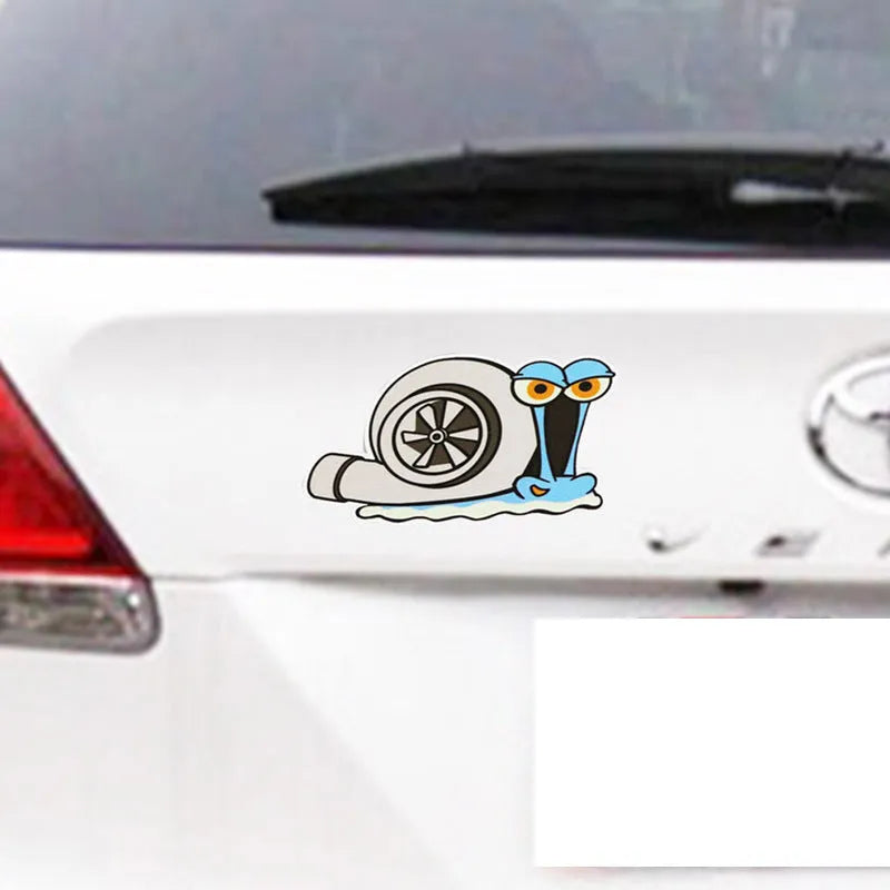 Reflective car sticker with cartoon snail design measuring 12x8cm