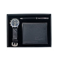 Business gift set containing wallet, pen and watch in modern simple style gift box