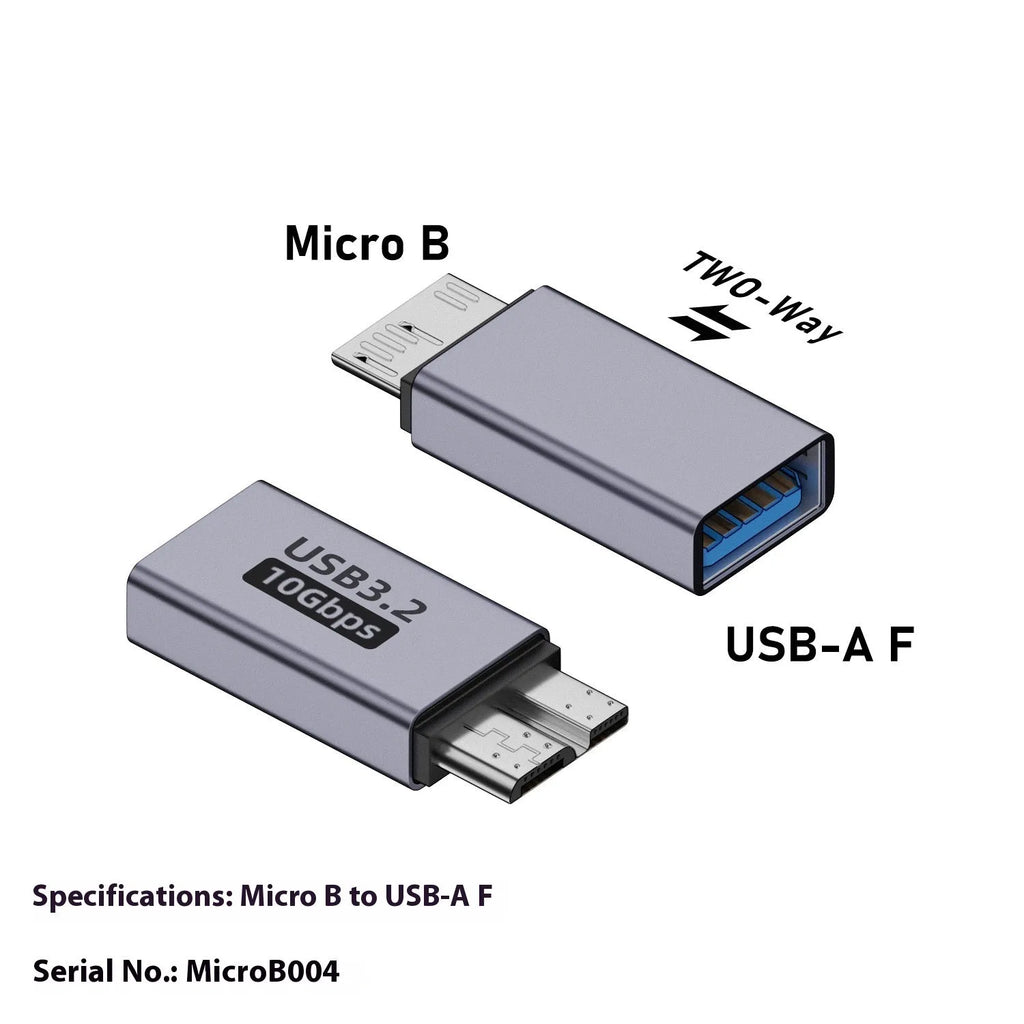Micro B USB adapter converter showing Type-C and USB-A to micro B male connections for charging and data transfer