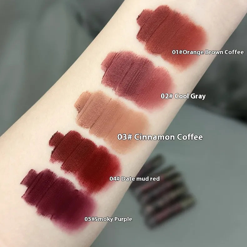 Lava Secret no stain matte lip mud lipstick in five colour shades
