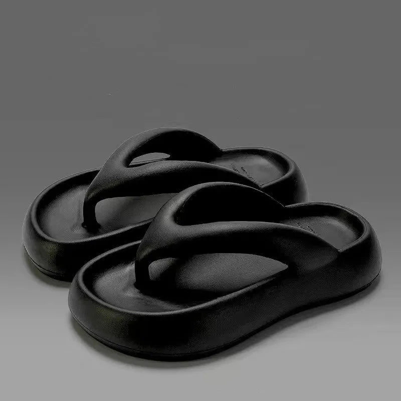 Thick-soled EVA flip-flops with decorative bow, available in multiple solid colours