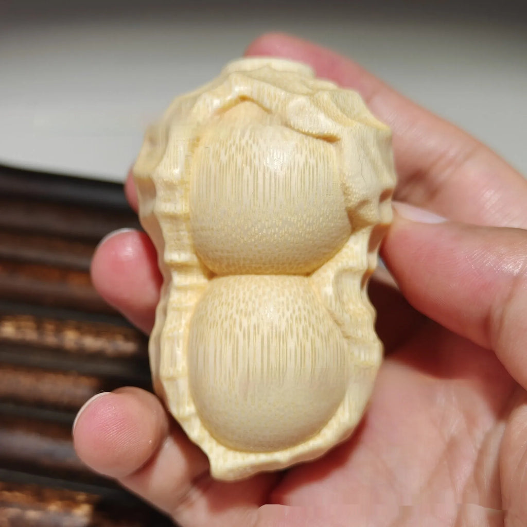 Solid natural bamboo carving peanut ornament in modern simplicity style