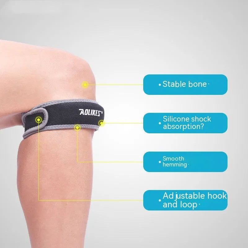 Black and grey patella retinaculum sports knee brace for running and mountaineering protection