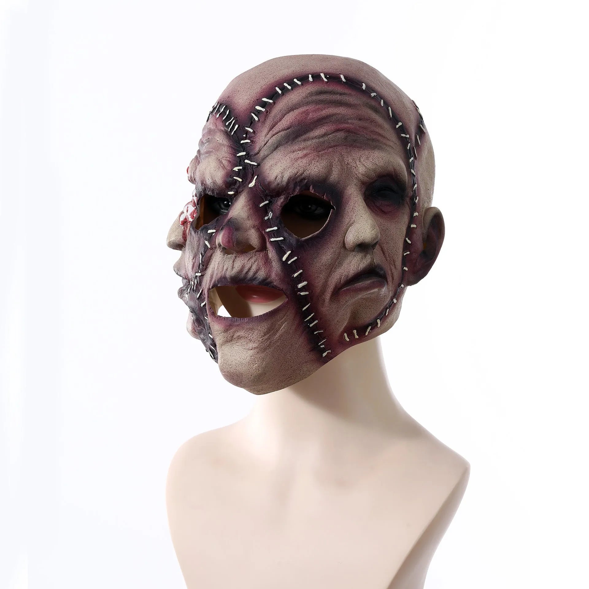 Three-sided grimace horror mask in natural latex for Halloween cosplay