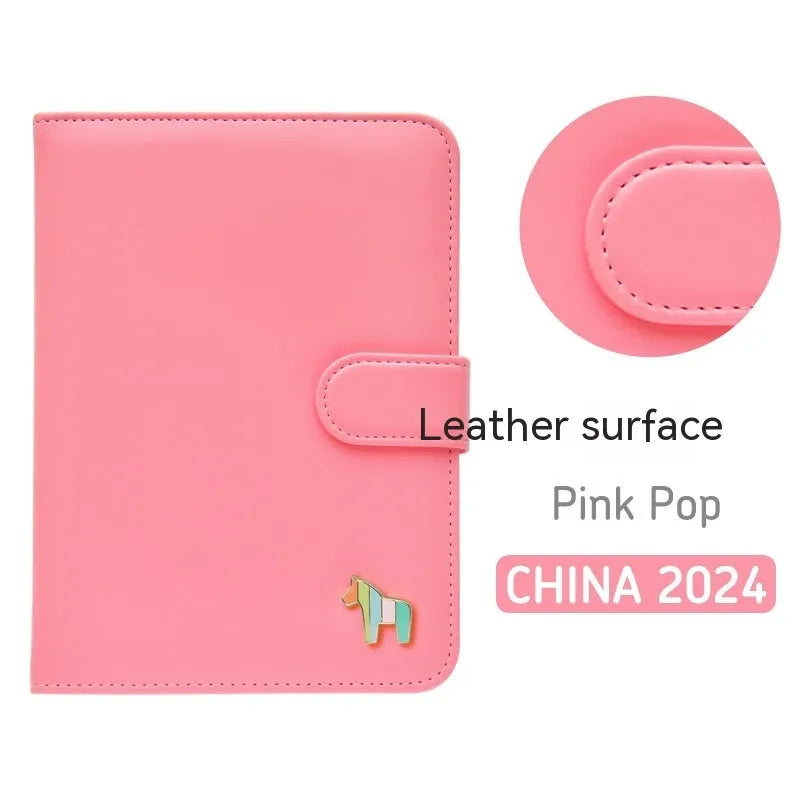 Leather schedule book showing Avocado Green cover with 164x120mm dimensions and 396-day pages