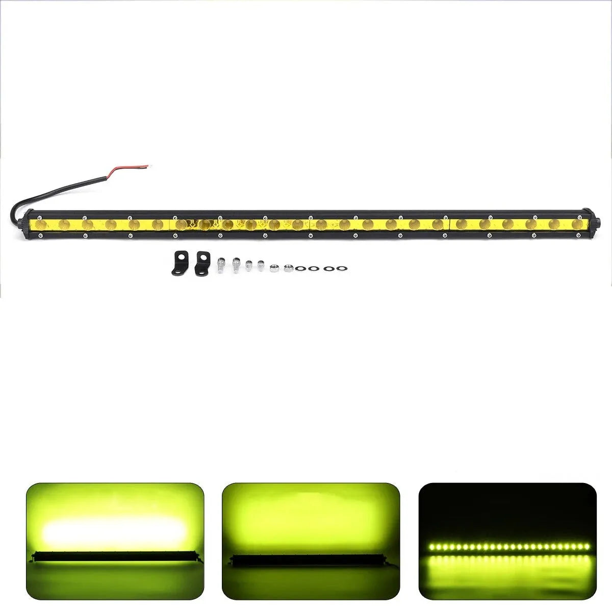 25-inch aluminium single row LED light bar with cool white LEDs and mounting brackets