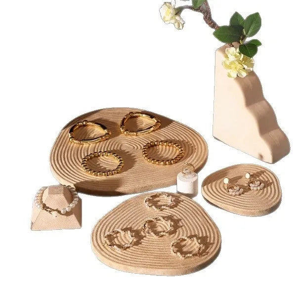 Jewelry Display Stand Multi-Color Flannel Tree Wheel Necklace Bracelet Display Tray Available in Small 12x11.5cm, Medium 18cm, Large 25cm Black Dark Grey Forest Green Brown White Milk Brown Flannel for Organising Jewellery