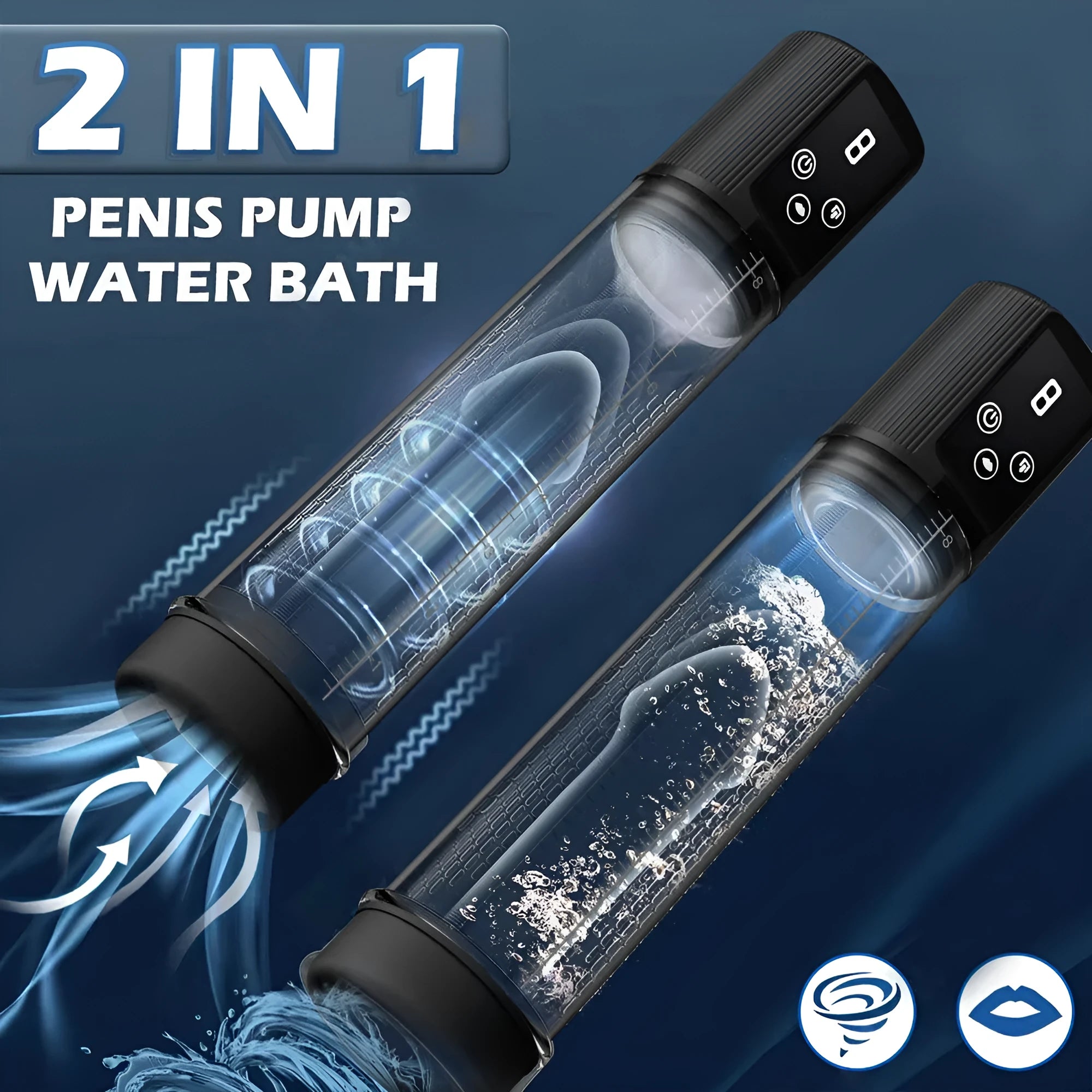 Men's airplane bottle shaped masturbation device with electric pump for negative pressure exercise.