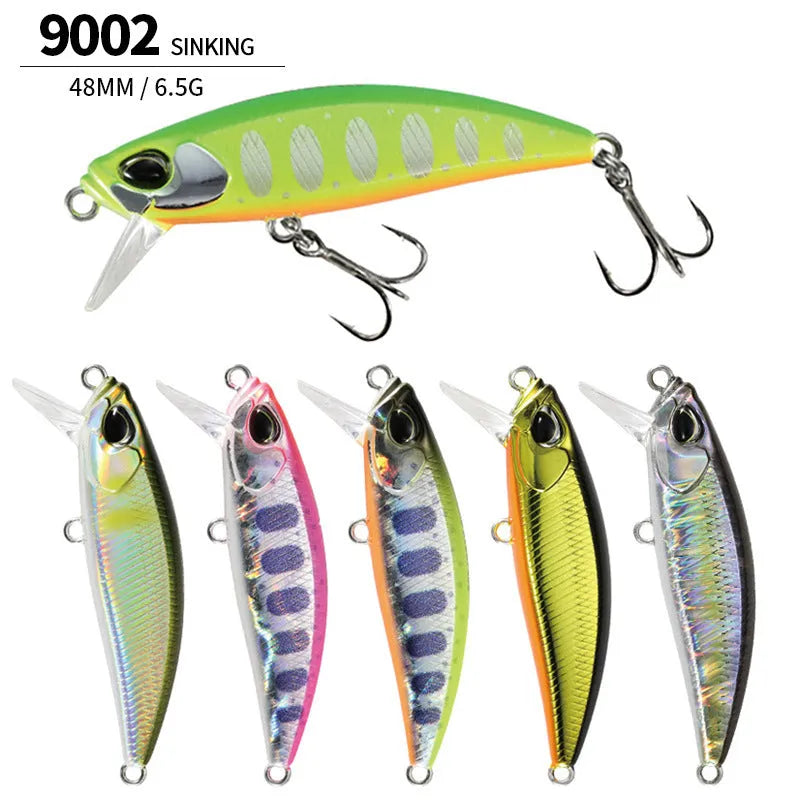 48mm submerged minnow fishing lure for mandarin fish and snakehead in multiple colour options