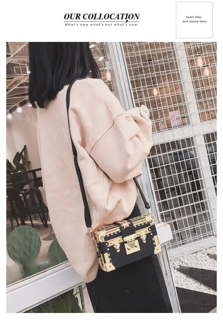 Hard PU leather women's flap handbag with single adjustable shoulder strap in black or green