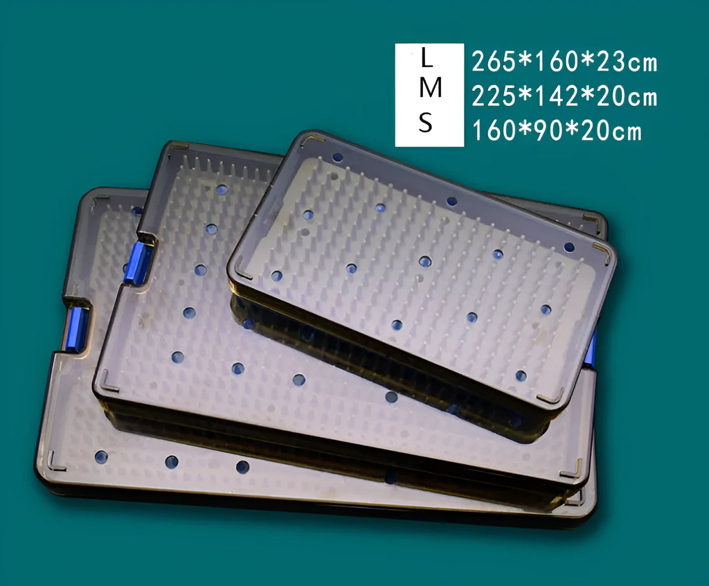 Silicone disinfection box with transparent lid in three different sizes for UV sterilising personal items.