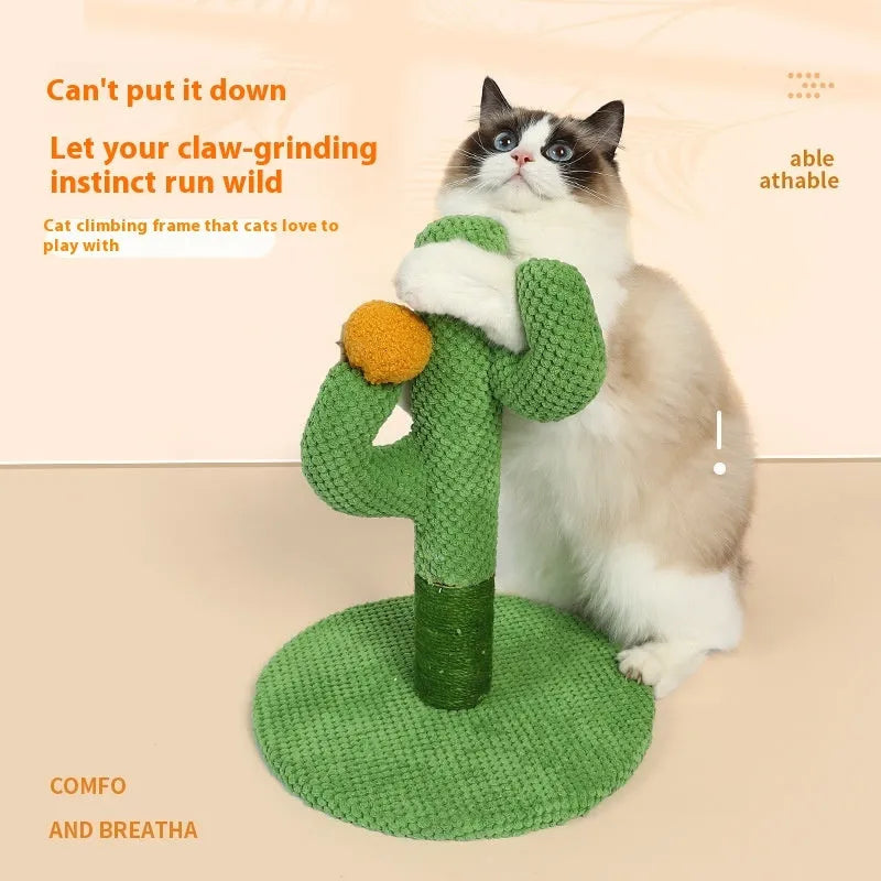 Masson cactus-shaped cat scratching post with sisal fibre surface next to coconut tree design option.