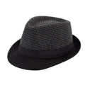 Men's wool felt top hat in black big grid, 58cm, side view