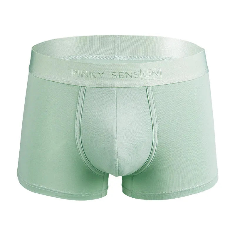 Men's solid colour cotton boxer shorts in black, white, silver grey, and light green options