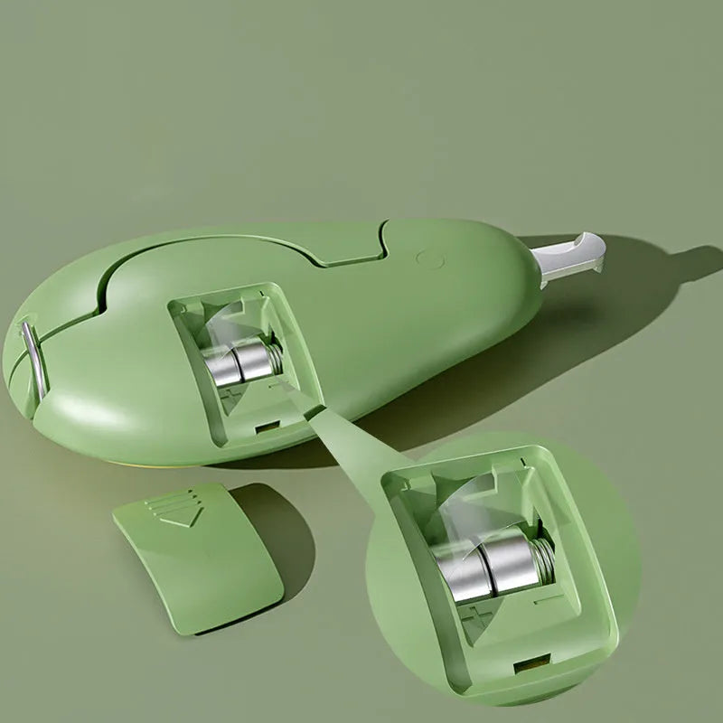 LED pet nail clipper with safety guard in green, pink and white colours for small dogs and cats