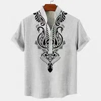 Men's striped casual shirt with personalised buttons in loose fit, available in multiple handsome colours