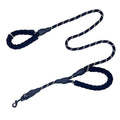 Pet dog double handle reflective nylon lead in black, 1.5m length x 1.2cm width