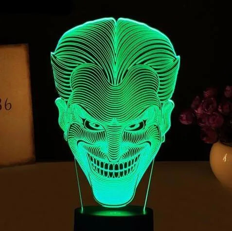 USB-powered 3D LED decorative lamp with acrylic panel in multiple colours on a square base