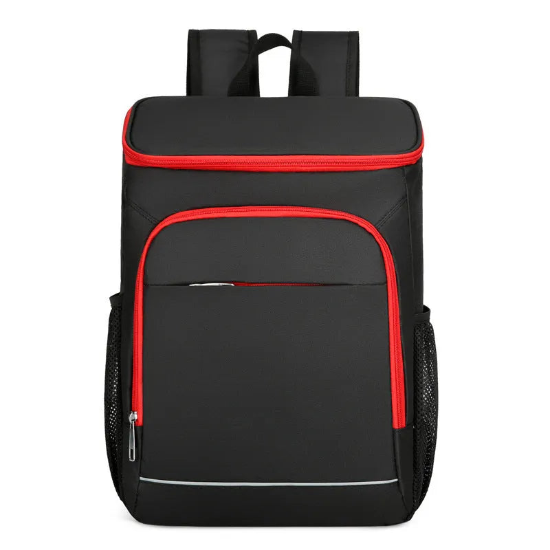 Large outdoor thermal backpack in Oxford cloth with curved shoulder straps and multiple compartments