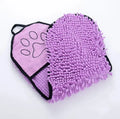 Blue pet bath robe towel with absorbent quick-dry fibre, shown at 62 cm by 23 cm size.