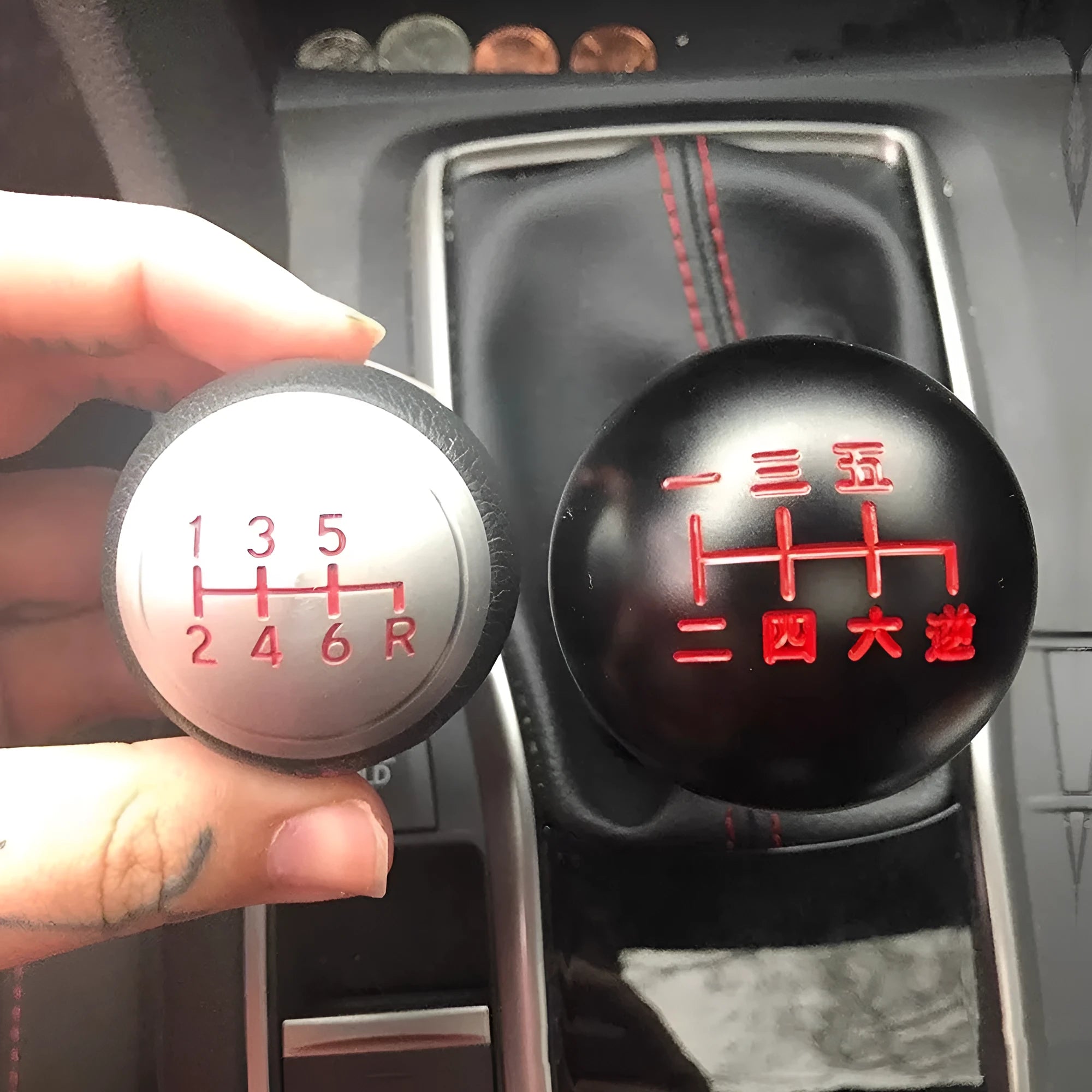 Aluminium alloy round car gear shift knob in multiple colour options for general fit modification.
