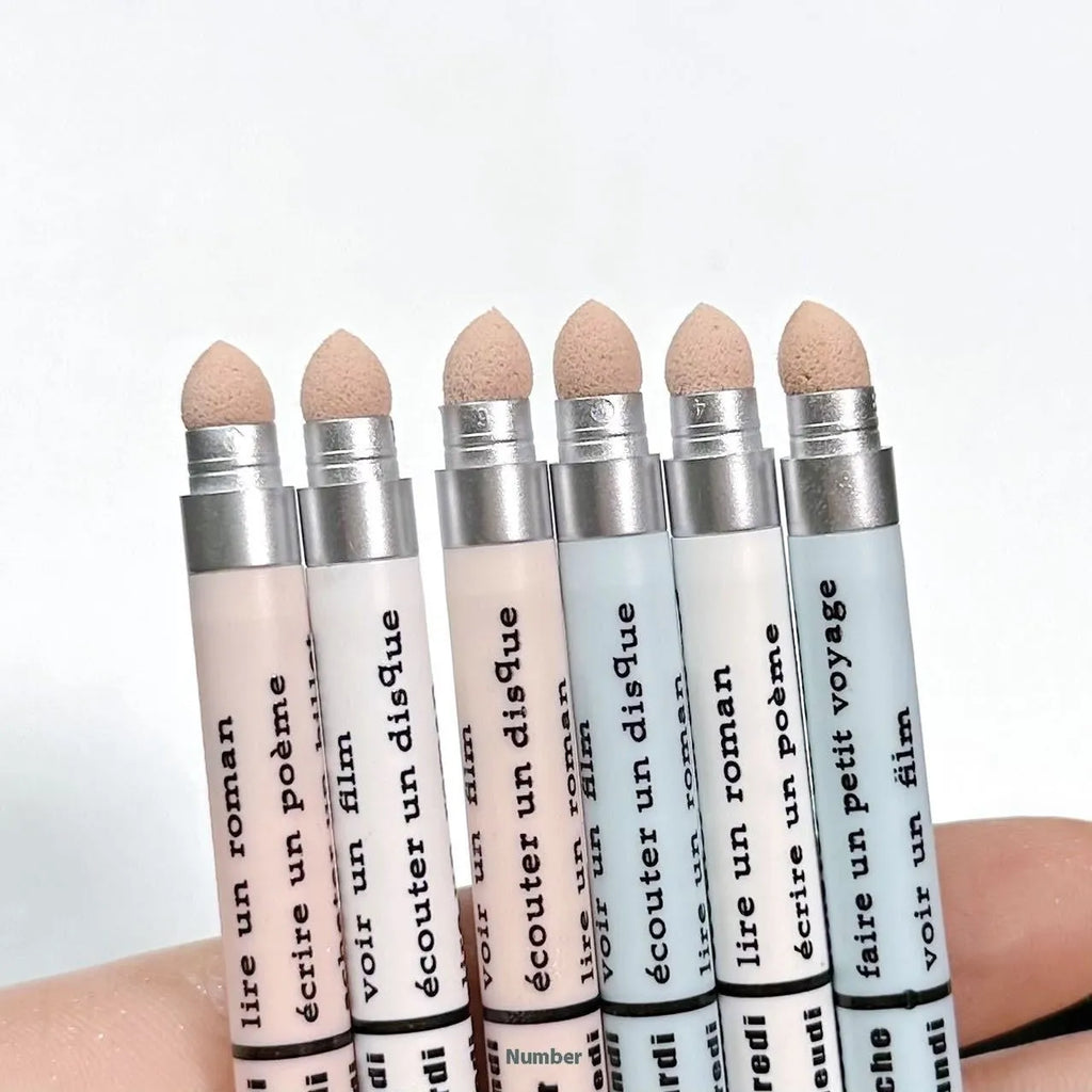 2-in-1 waterproof and sweat-proof eye shadow pen in six colour classifications including camellia milk apricot and daisy petty gold
