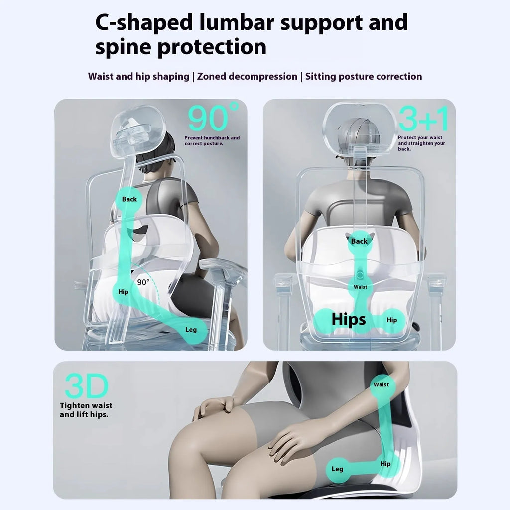 Grey Japanese-style lumbar support cushion with sponge filling for waist support during prolonged sitting