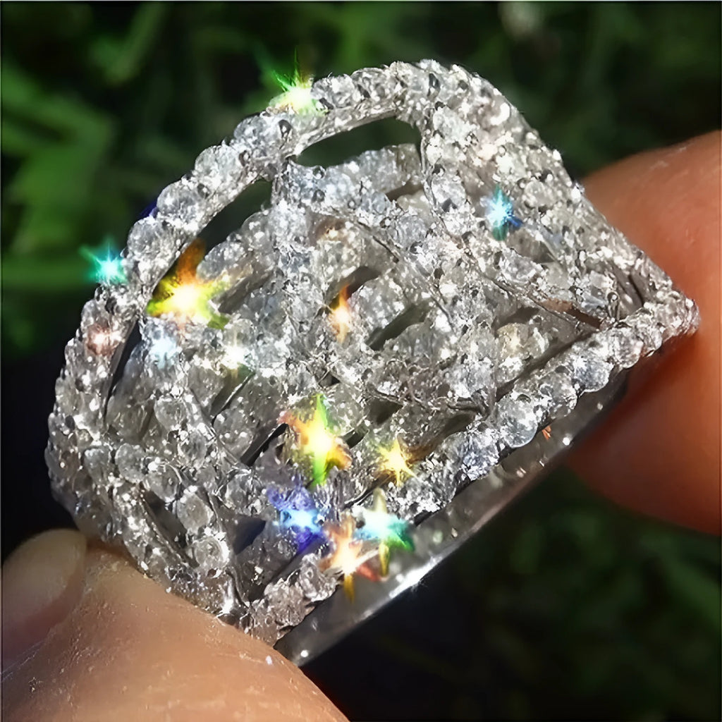Fashion personalised zircon micro setting ring in alloy for women, picture colour