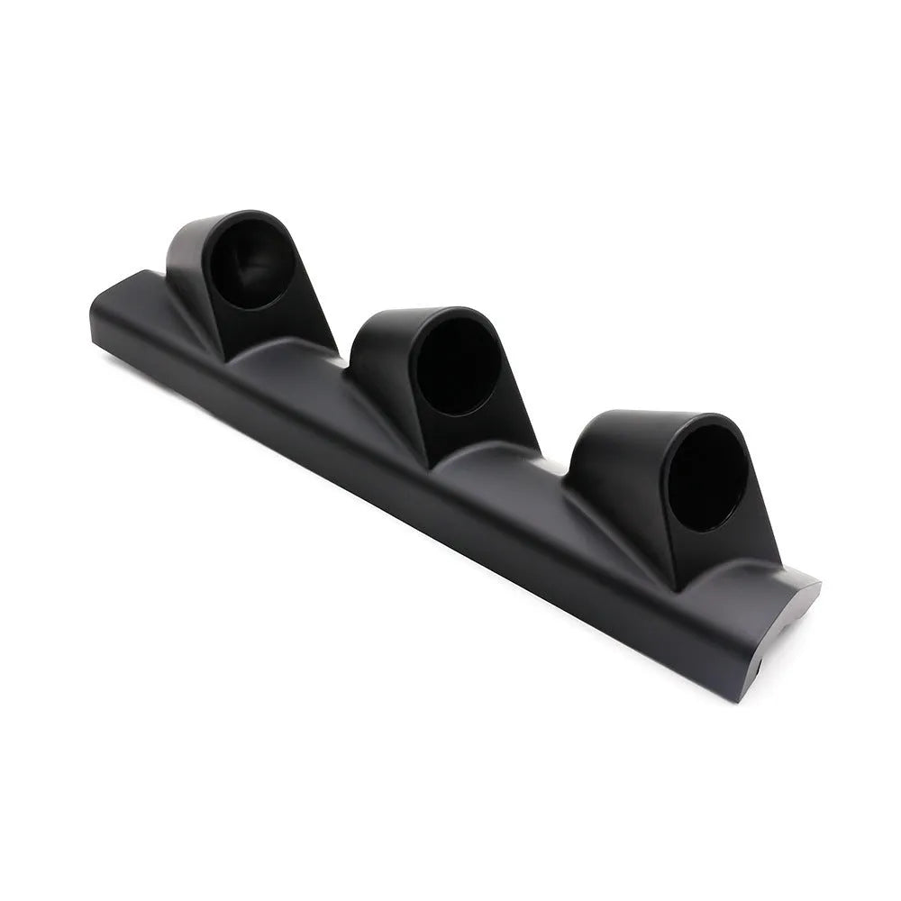 Black plastic three-hole instrument mount for 52mm car gauges, right-hand drive design.