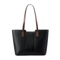 Black genuine leather women's commuter shoulder bag with horizontal square shape and single shoulder strap