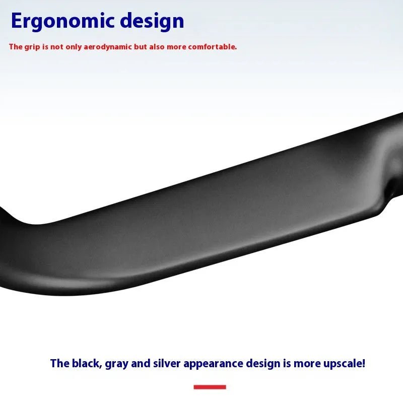 Carbon fibre road bike handle bar in black with double line design, shown from above.