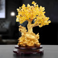 Resin Feng Shui ornament with citrine money tree and small turtle, 23cm high.
