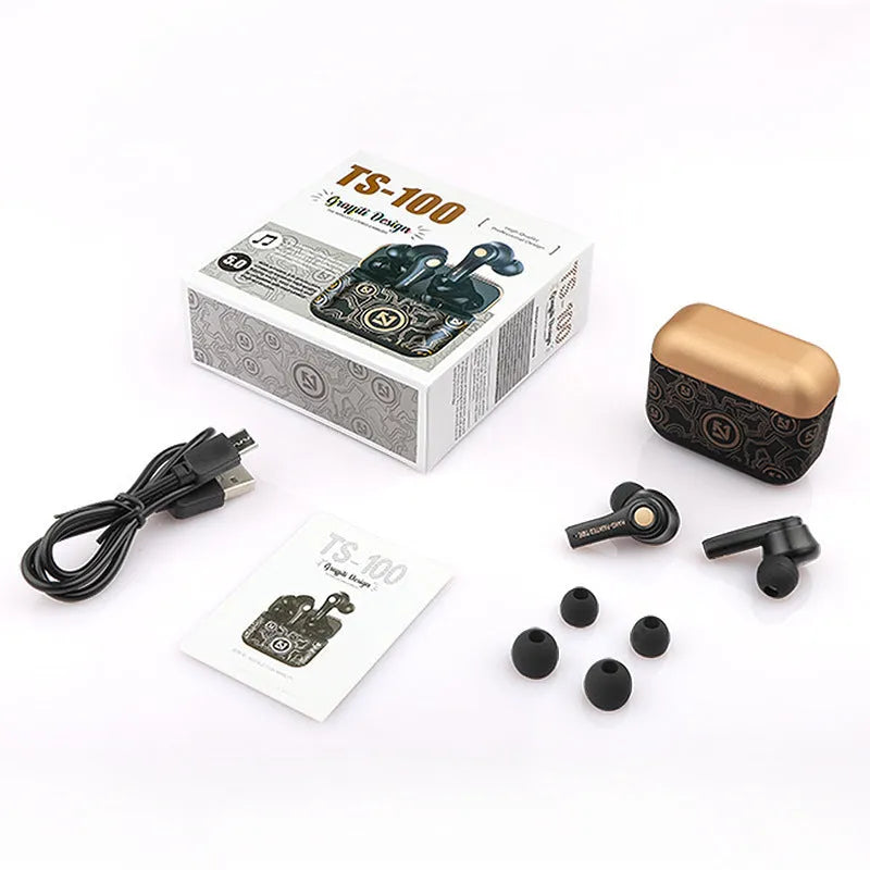 Wireless Bluetooth headset in black or white colours with head-mounted design