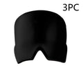 Black elastic cloth gel cooling eye mask for headache relief on a white background.