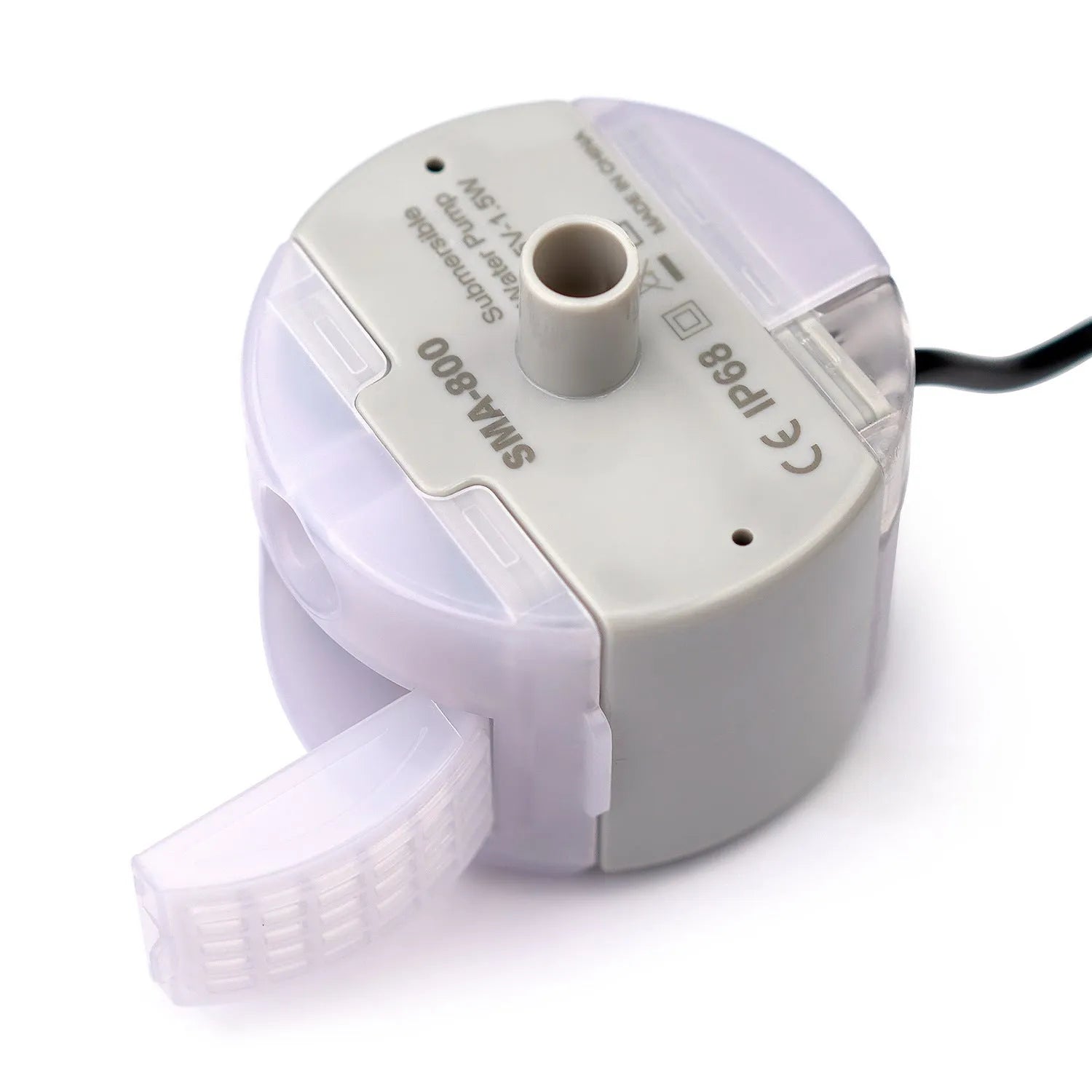 Cylindrical plastic water pump with three cleaning brushes for pet dispensers