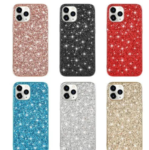 Shockproof TPU phone case with sequins veneer for iPhone in rose gold colour