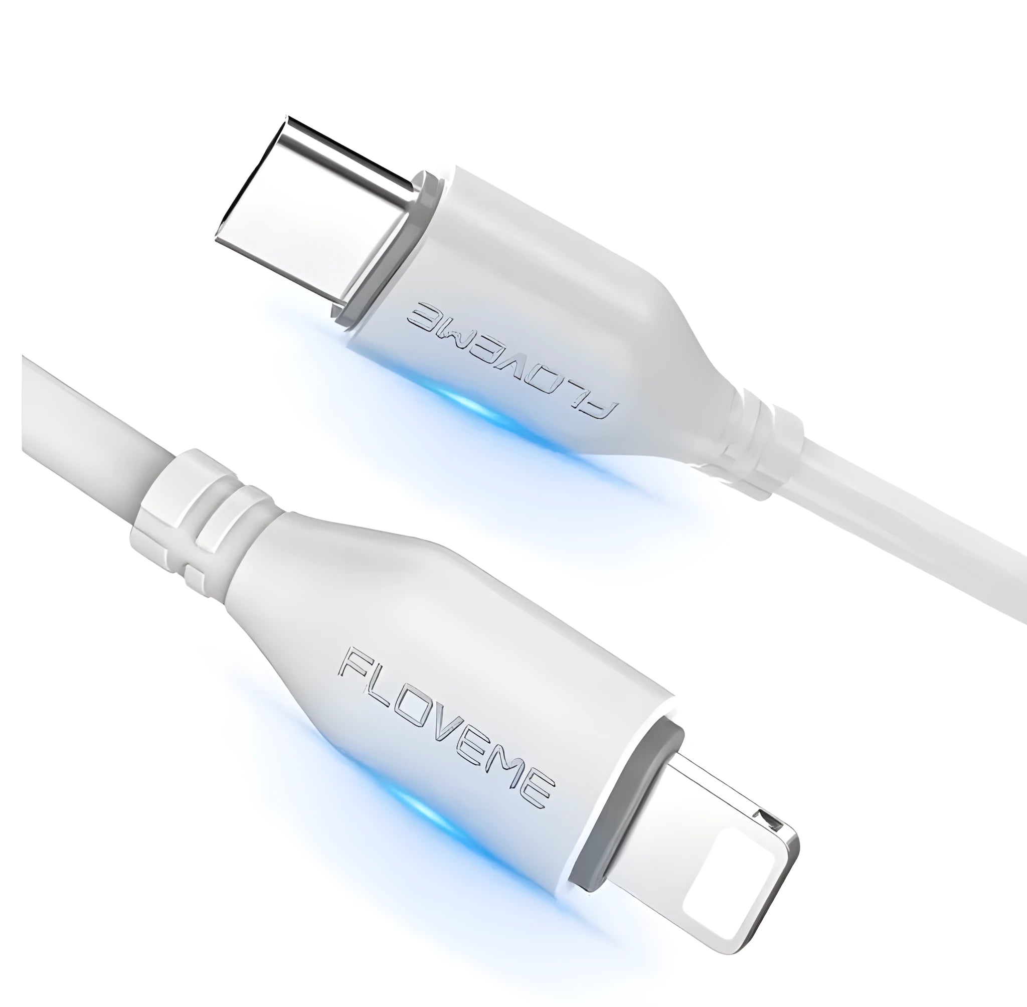 White braided nylon USB-C to Lightning charging cable for iPhone, 1 metre length