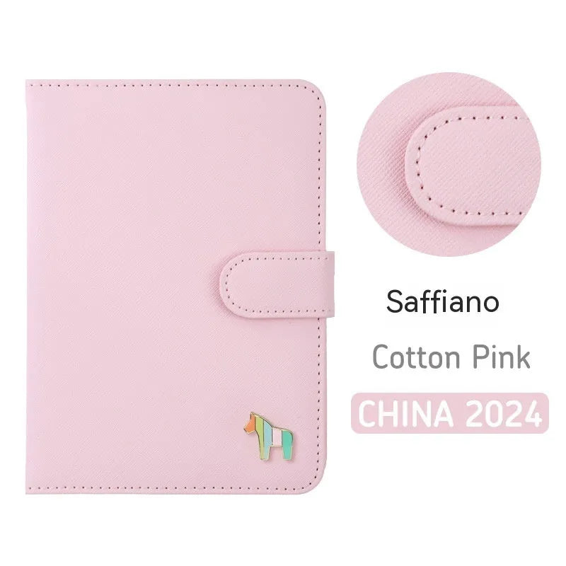 Leather schedule book showing Avocado Green cover with 164x120mm dimensions and 396-day pages