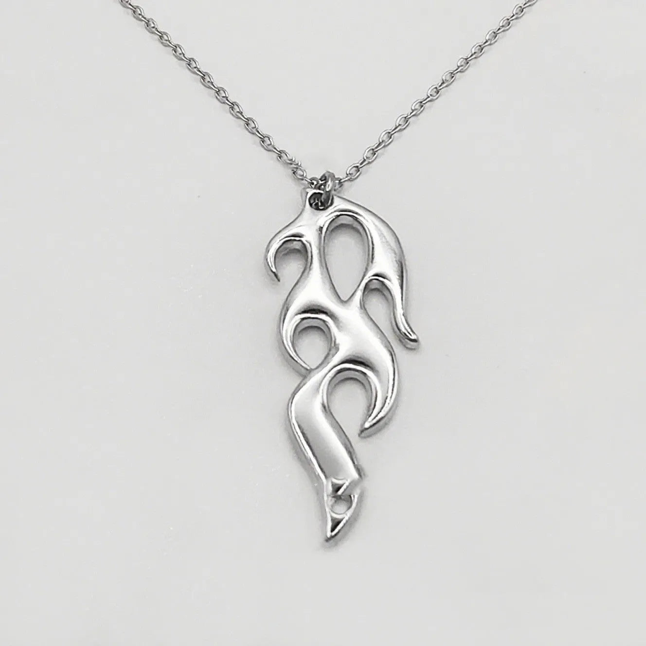 Silver alloy fire element pendant necklace on regular chain punk domineering style